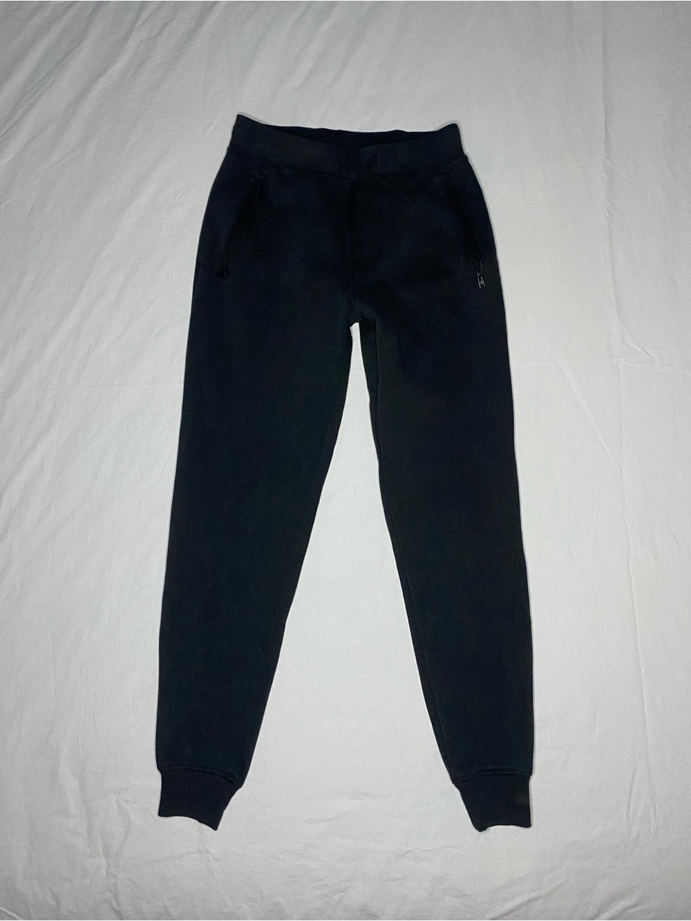J.Crew Mens Authentic Fleece Joggers Black Sweatpants Size XS Casual Zip Pocket
